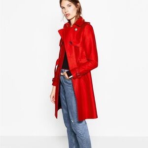 Zara Red Classic Trench Coat